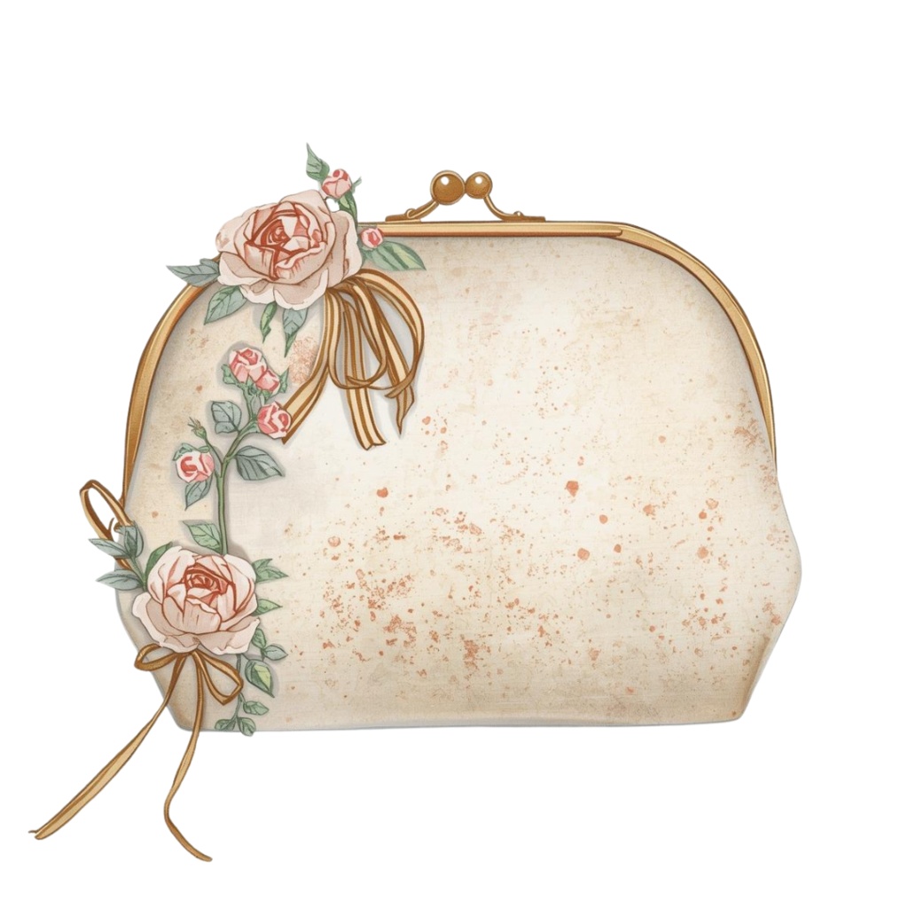 【PNG】アンティーク水彩メイクアッシリーズ クリップアート16点セット(ベージュ&ゴールド・宝石モチーフ付き)