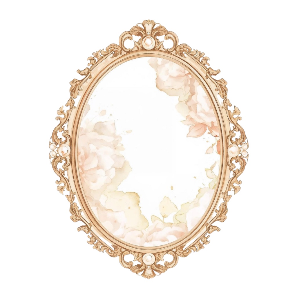 【PNG】アンティーク水彩メイクアッシリーズ クリップアート16点セット(ベージュ&ゴールド・宝石モチーフ付き)