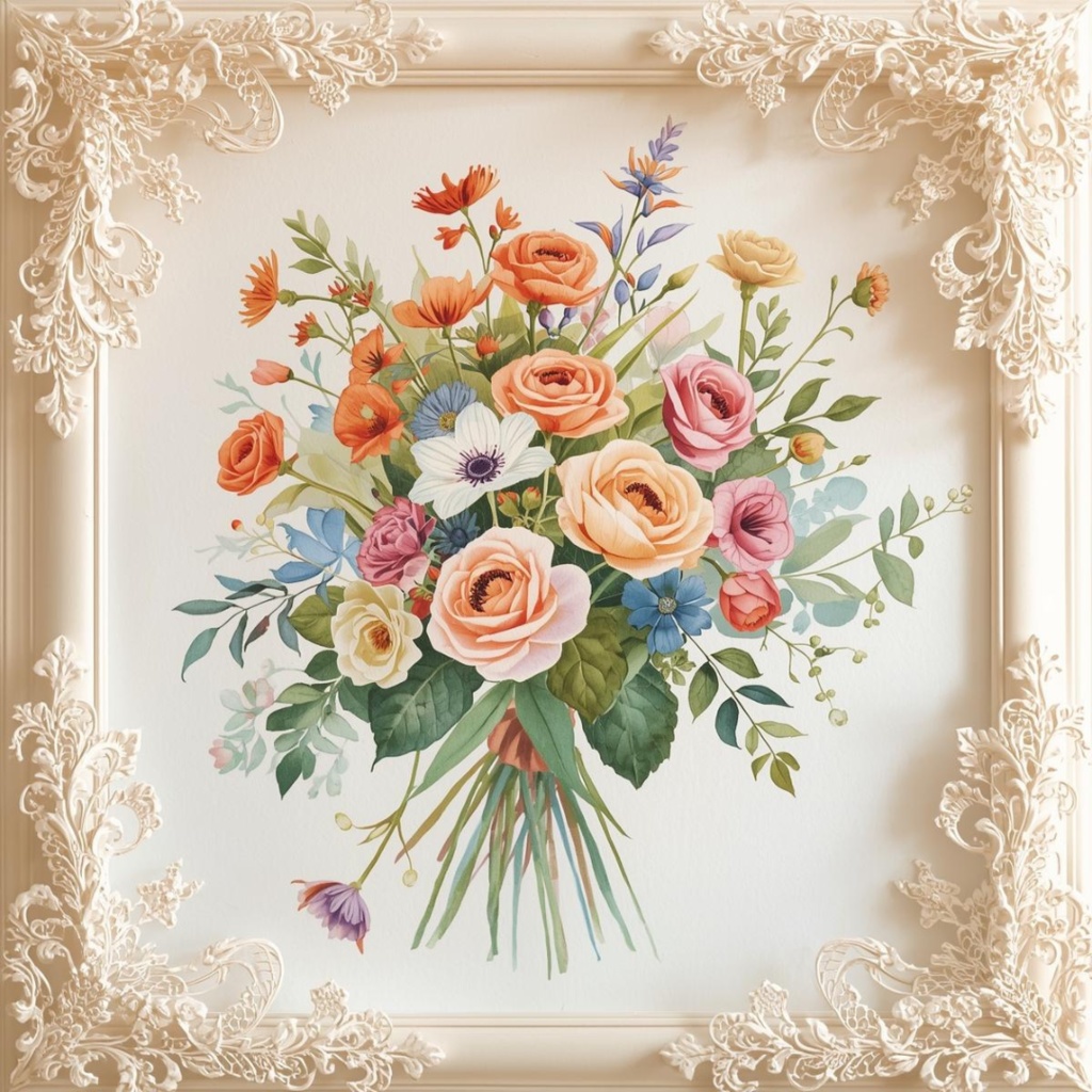 ✨ロココ調インテリア × 水彩画の可愛いクリップアート16点セット✨