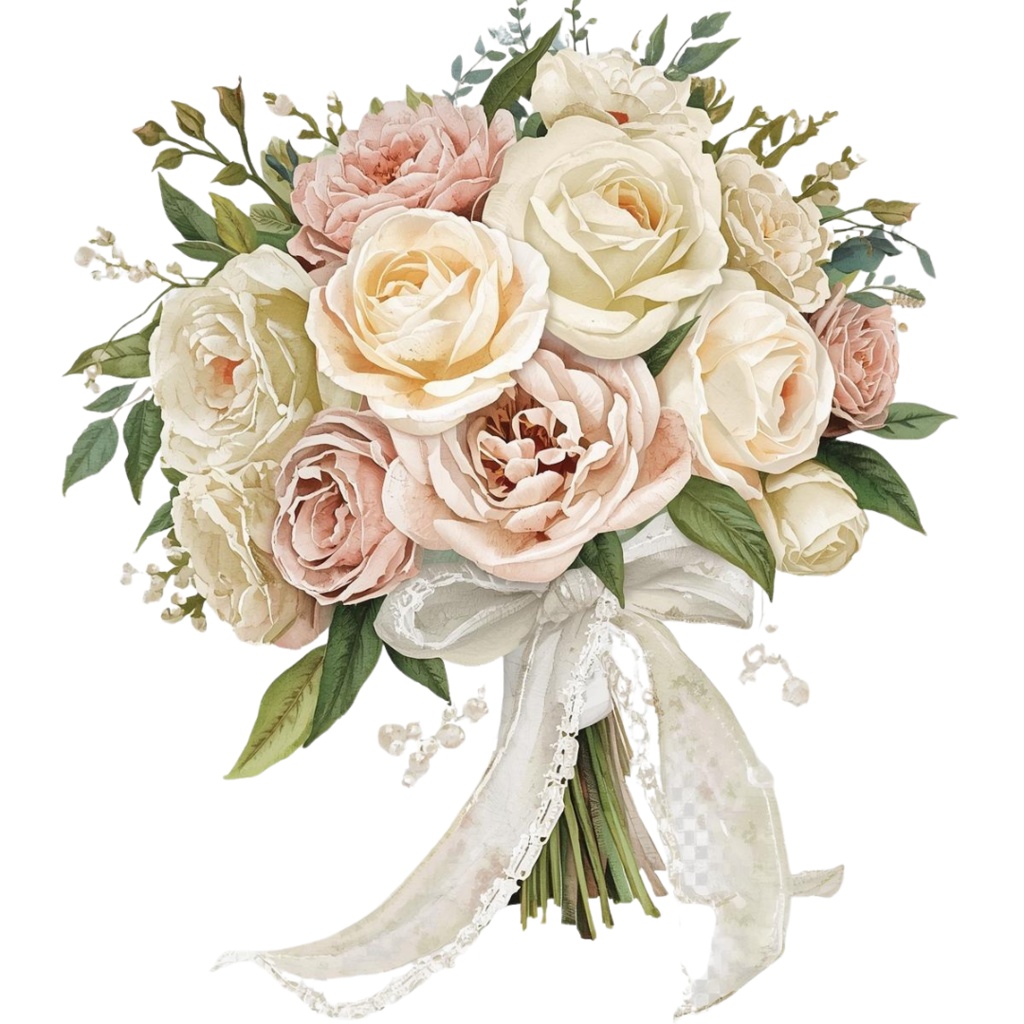 アンティーク風ブライダル 水彩クリップアート16点セット(PNG形式)