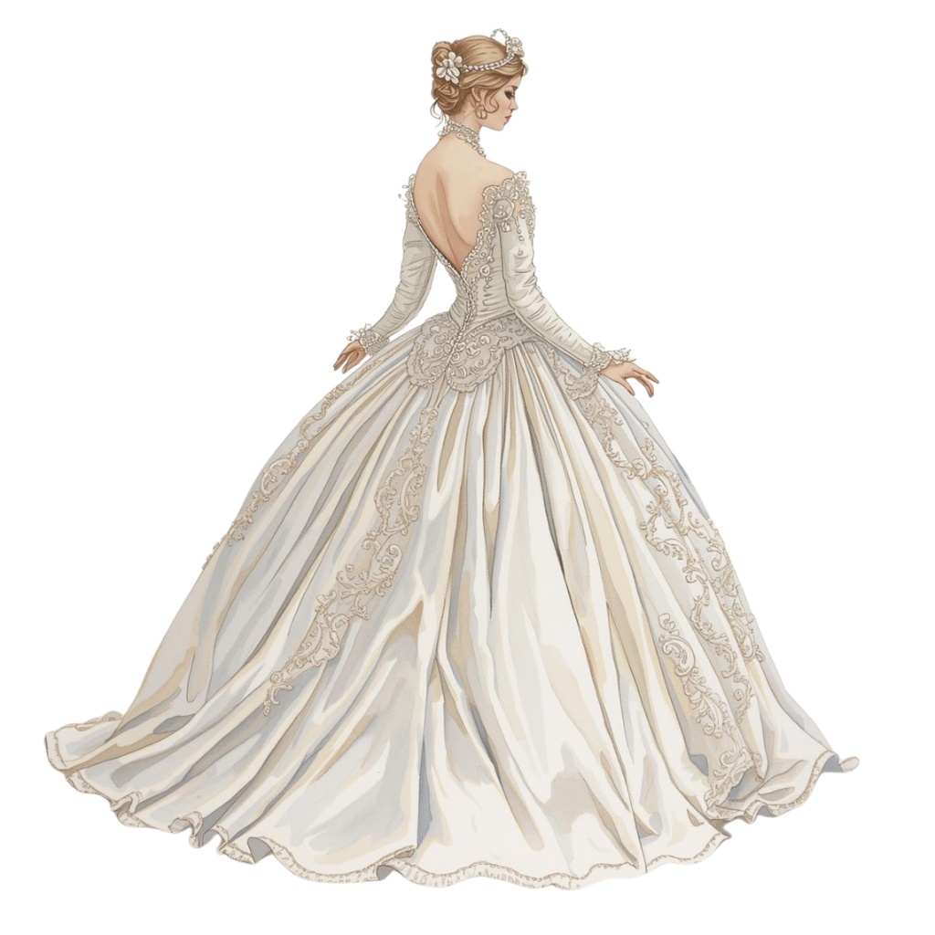 アンティーク風ブライダル 水彩クリップアート16点セット(PNG形式)