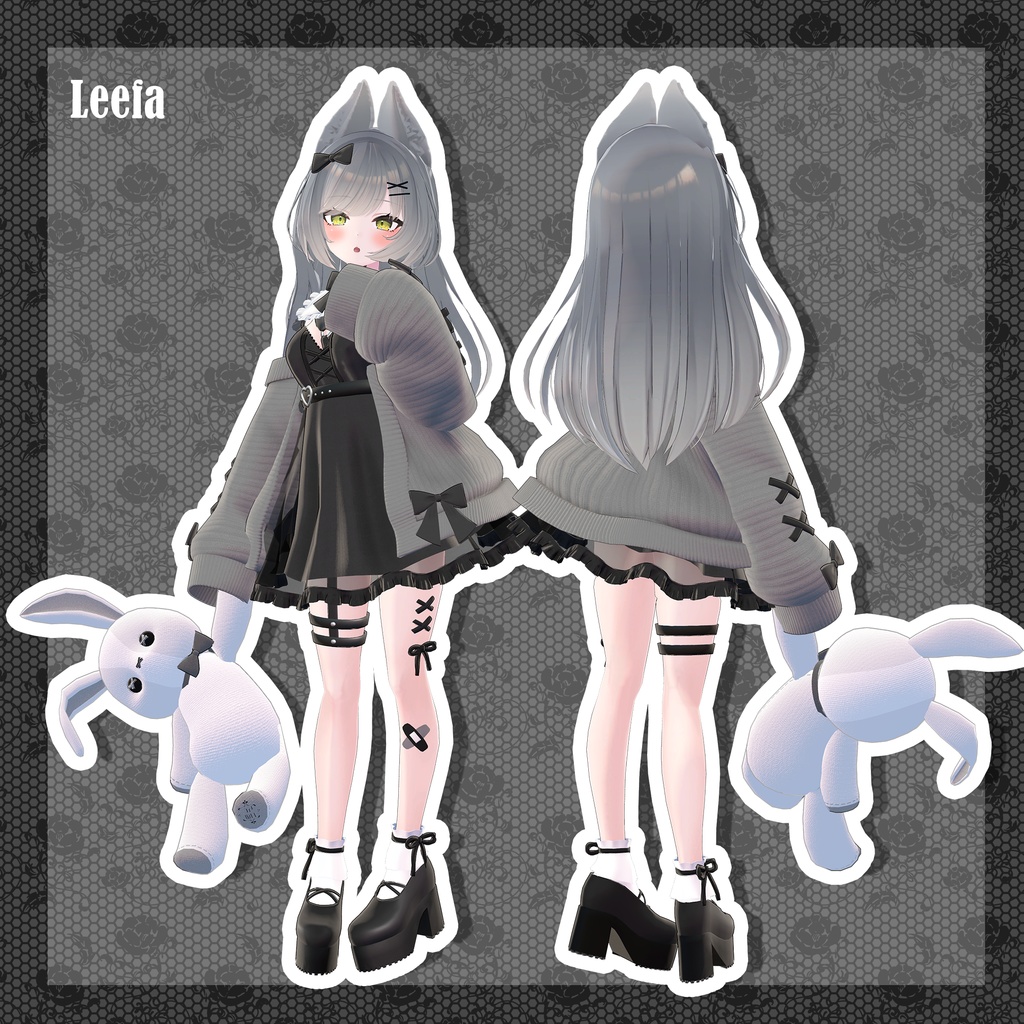 ✨公式コラボ✨ウサギぬいぐるみ付ゴシックワンピ【Gothic Dress With Bunny】Luku×ひゅうがなつみかん