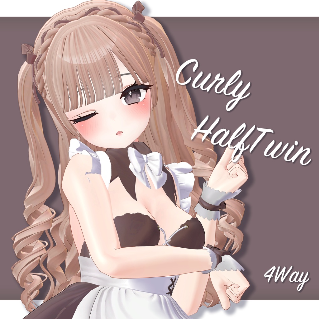 【10アバター対応ヘアー】Curly Half Twin