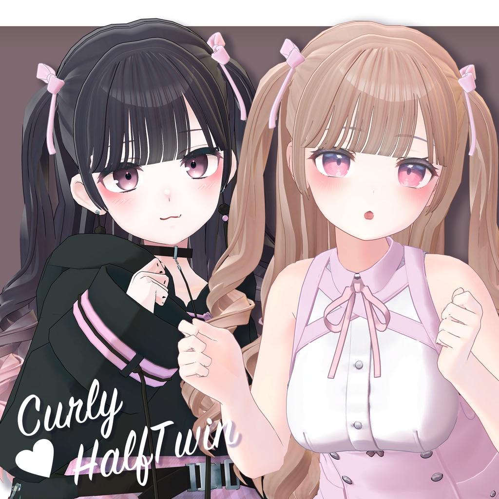 【10アバター対応ヘアー】Curly Half Twin