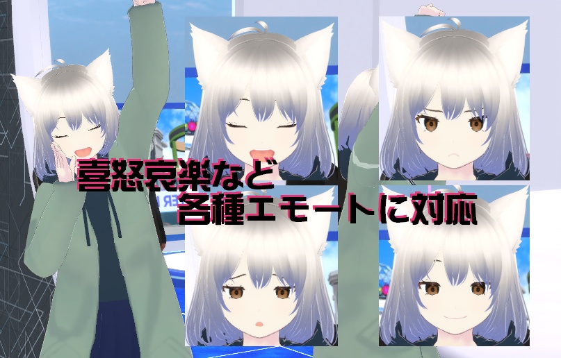 【VRM】猫耳キャラクター 銀碧【VRM / Blender / FBX】