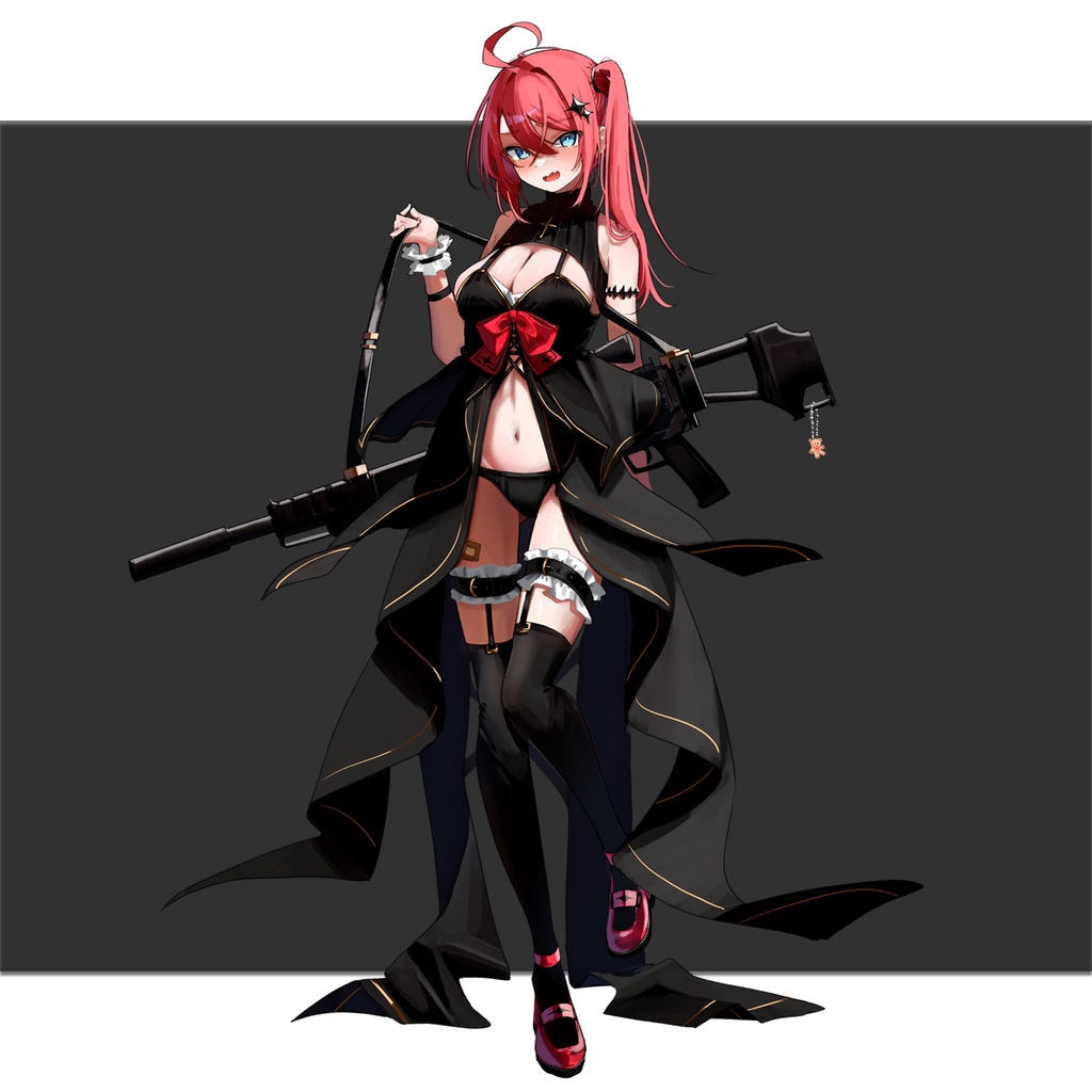 【無料版あり】フリー素材 立ち絵 ゲームやTRPG・配信等に使える!銃持ち赤髪少女!!