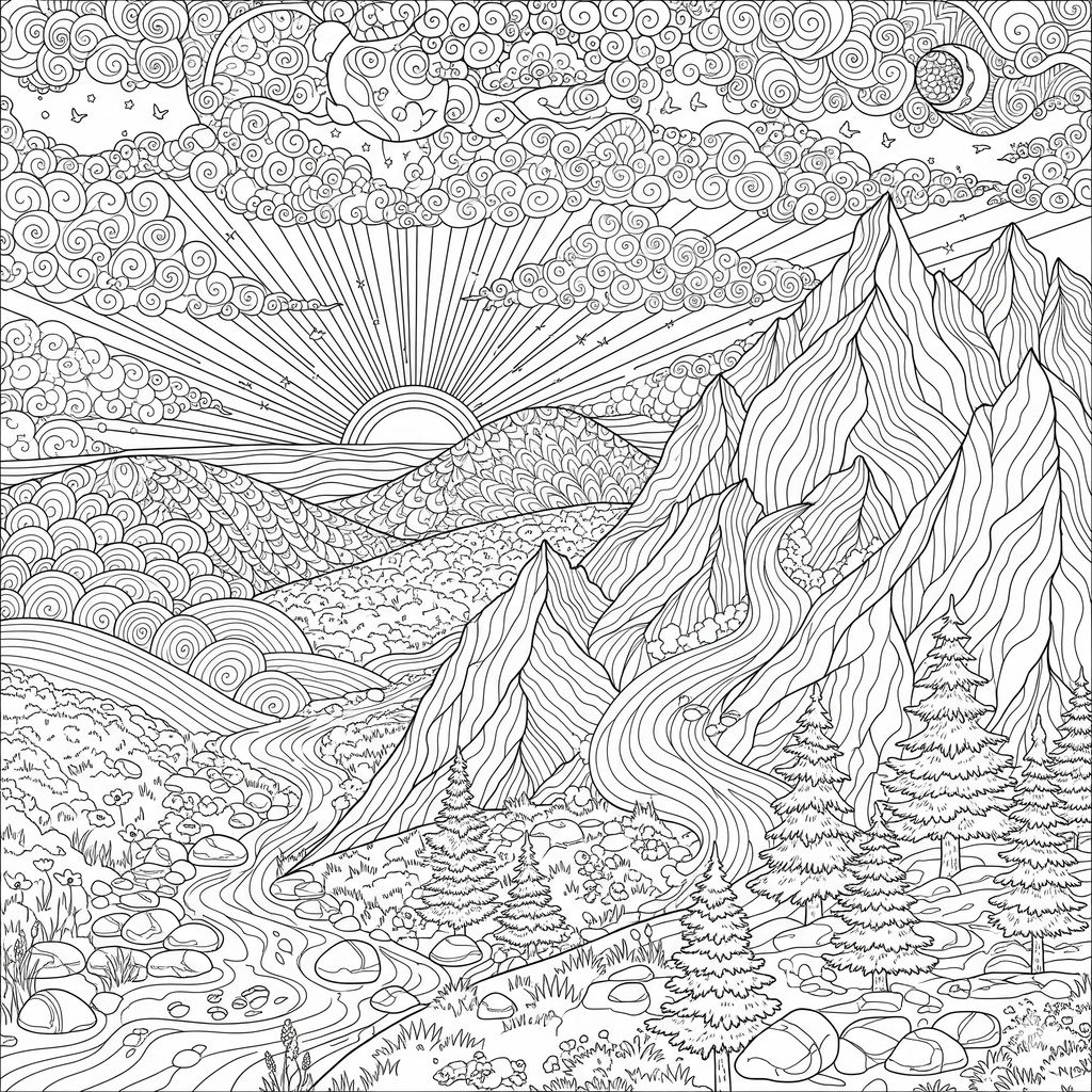 ［大人向け］塗り絵〜川
