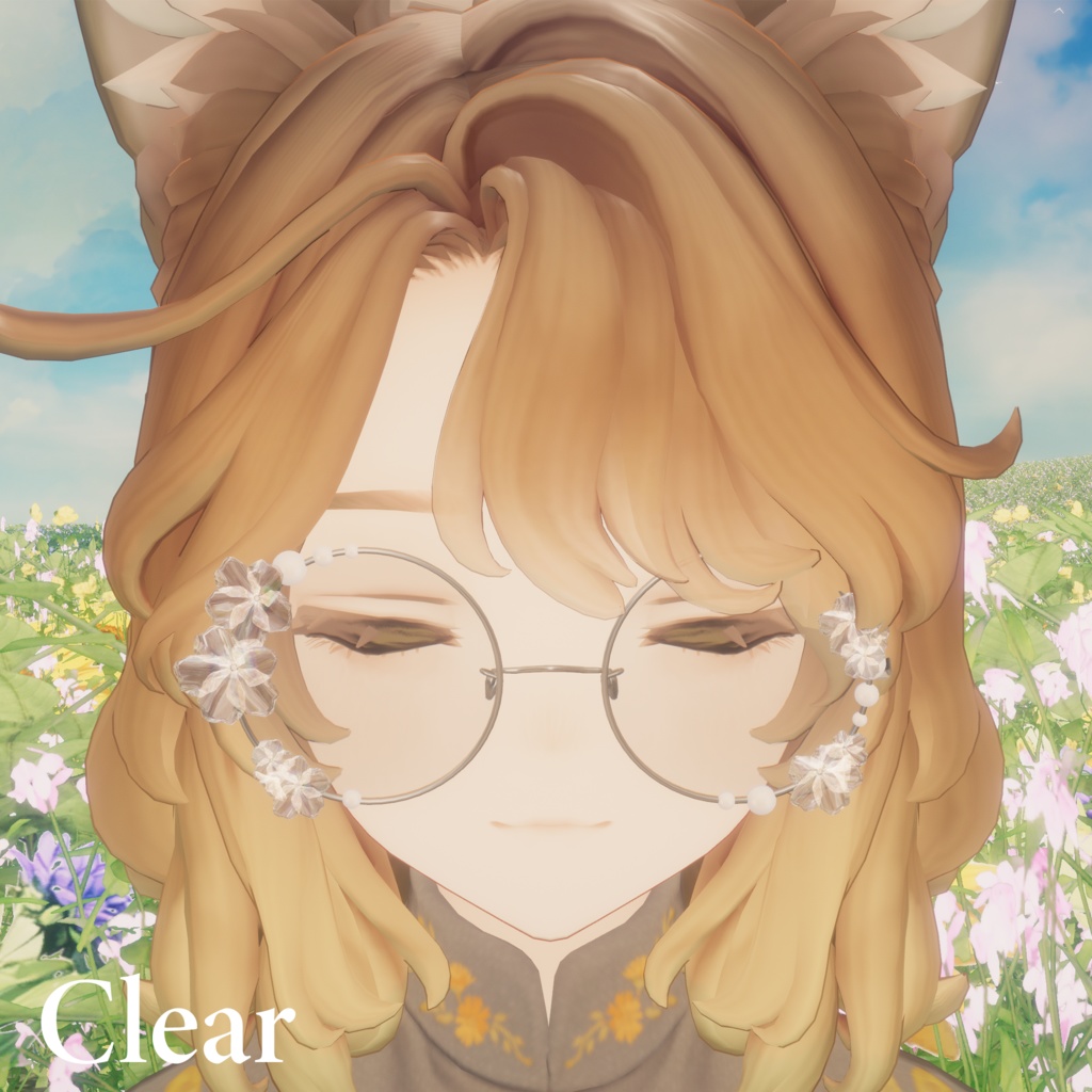 【Marycia/森羅/Lapwing対応】FlowerPearlGlasses【MA】【シェイプキー付き】