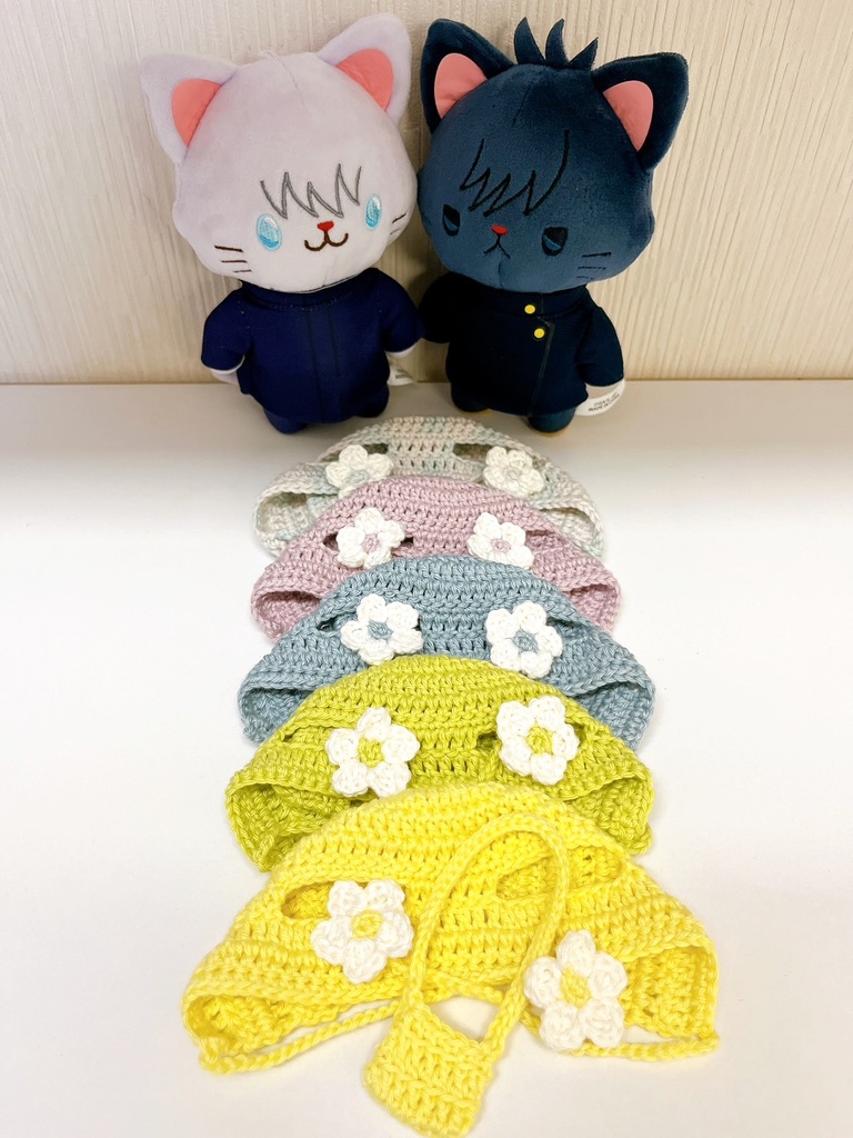 【with cat】ウオッシャブルコットンのほっかむりとポシェットのセット（5色展開）
