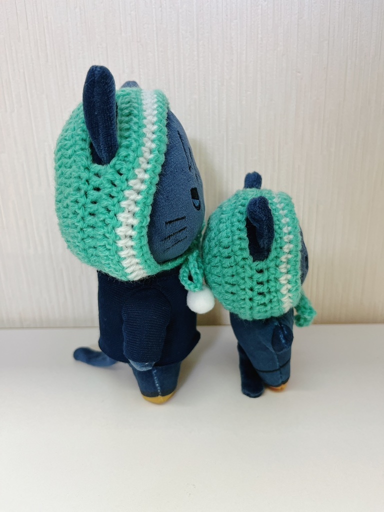 【with cat】にゃん・仔にゃんお揃いほっかむり(15cm&10cm)