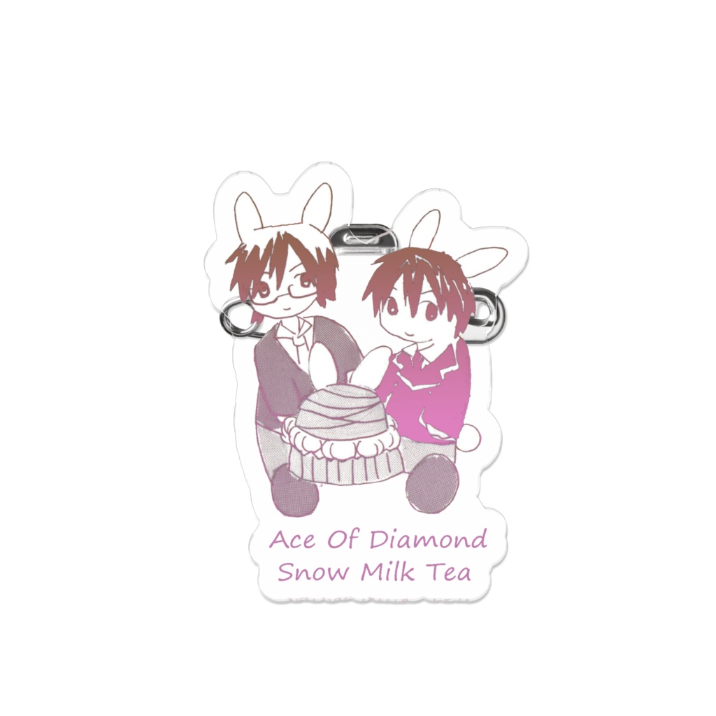 ダイヤのAうさみみカップケーキのアクリルバッジ