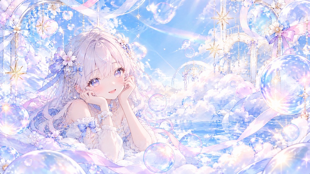 【動く配信背景】ゆめかわ雲海とシャボン玉｜2種類セット｜VTuber・配信者向け