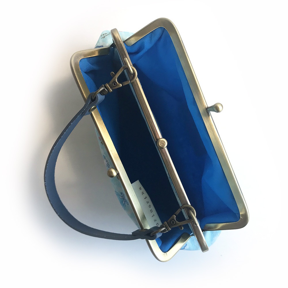 がま口ハンドバッグ (ピンク・ブルー)