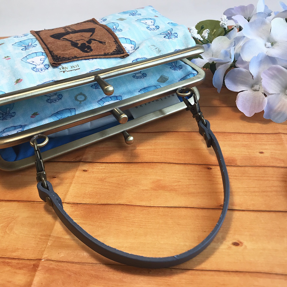 がま口ハンドバッグ (ピンク・ブルー)