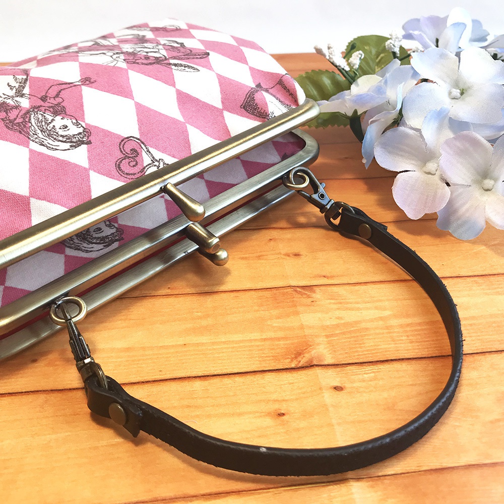 がま口ハンドバッグ (ピンク・ブルー)