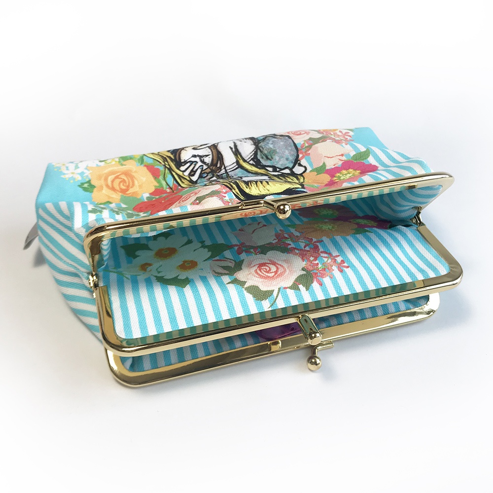 がま口ダブルポーチ【alice blue】