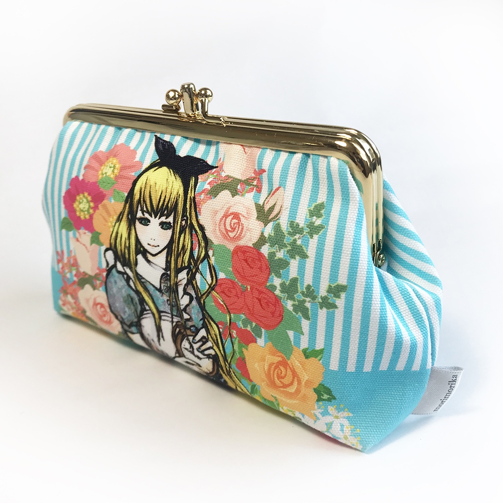 がま口ダブルポーチ【alice blue】