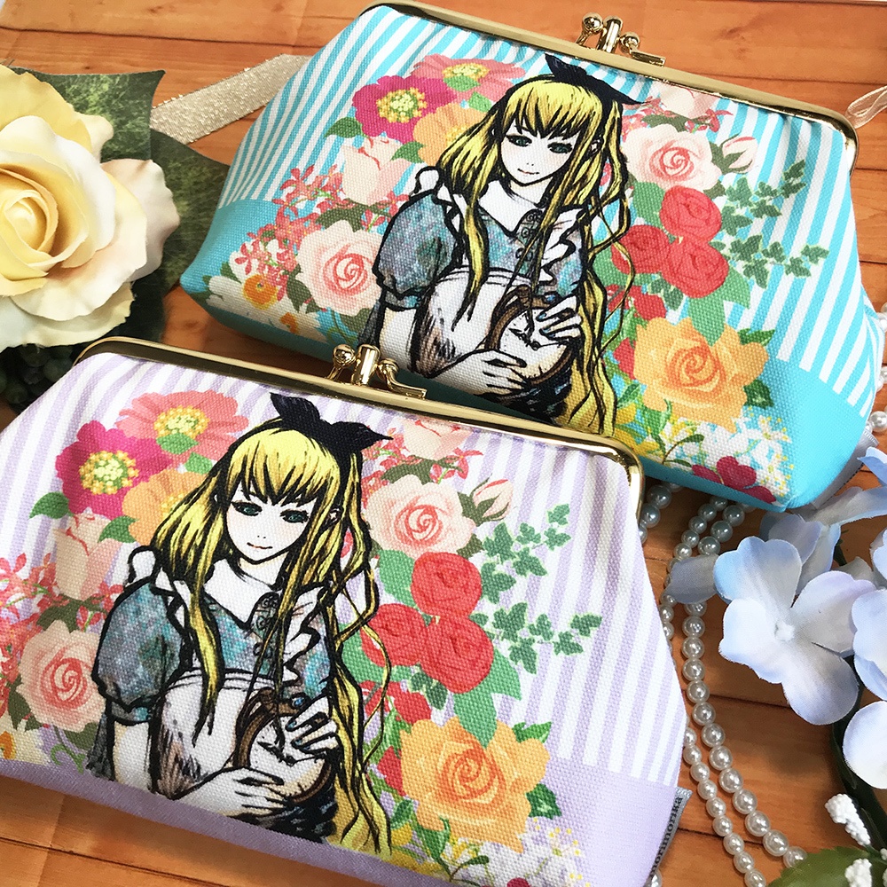 がま口ダブルポーチ【alice purple】