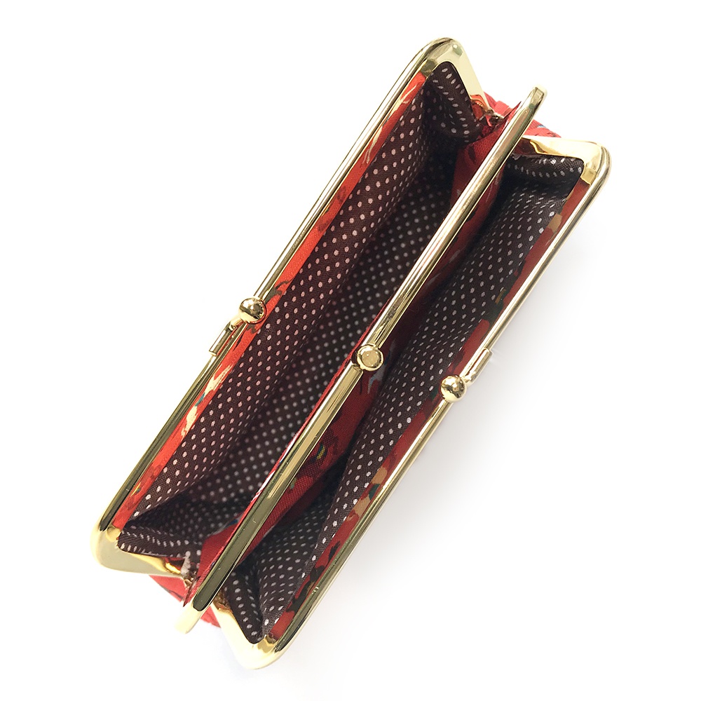 がま口ダブルポーチ【orange horse×brown】