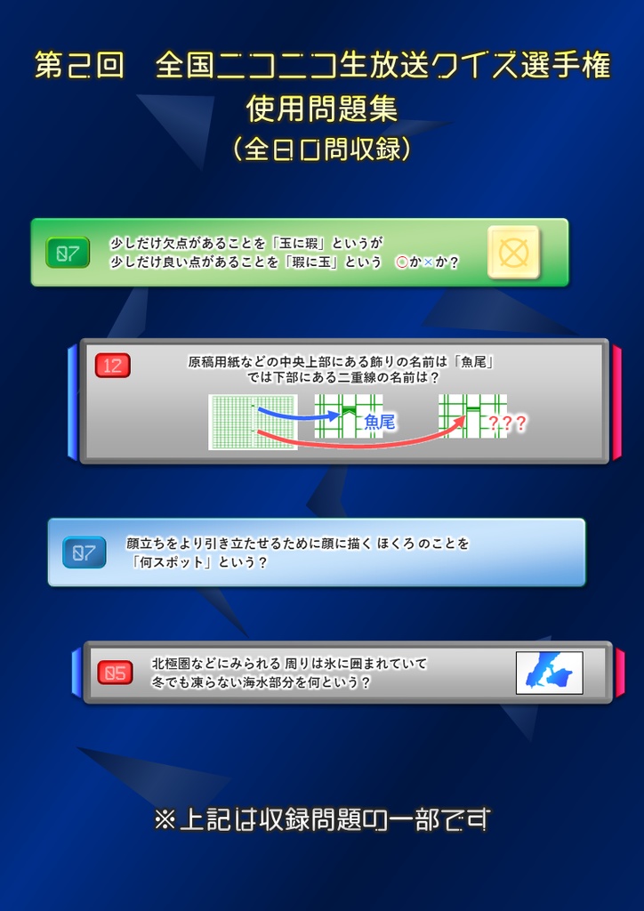第2回 全国ニコニコ生放送クイズ選手権 使用問題集