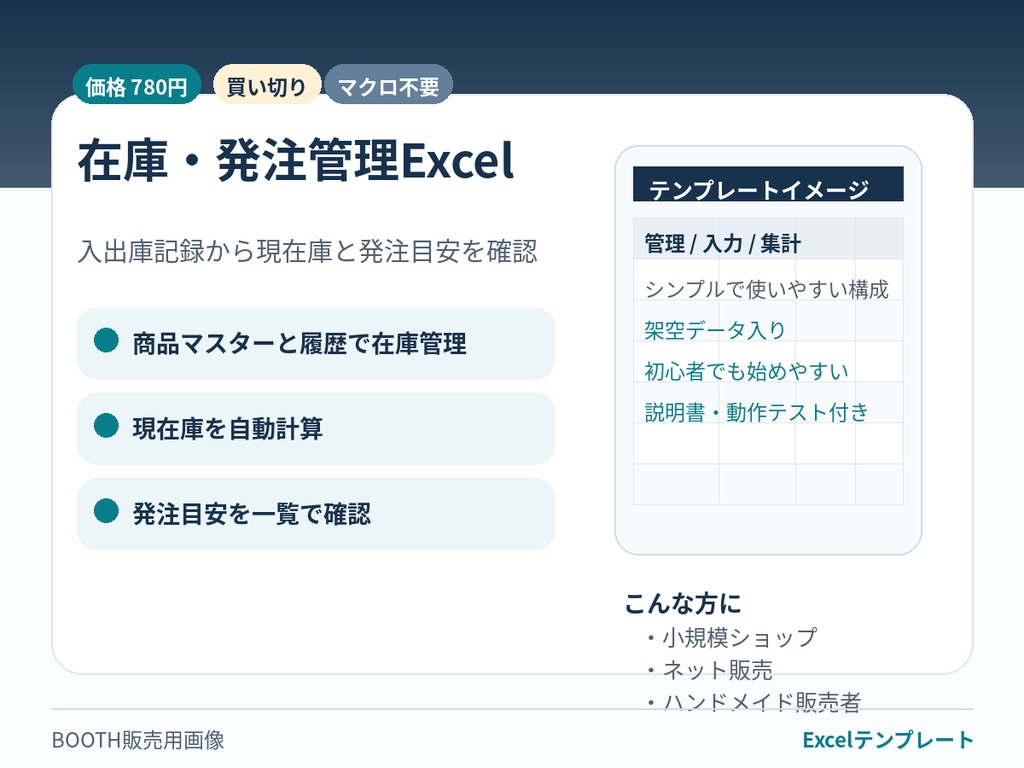 小規模店舗向け 在庫・発注管理Excel
