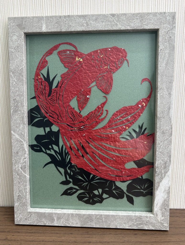 金魚 切り絵 アート フレーム付き