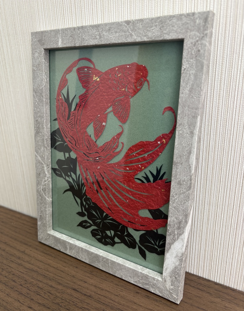 金魚 切り絵 アート フレーム付き