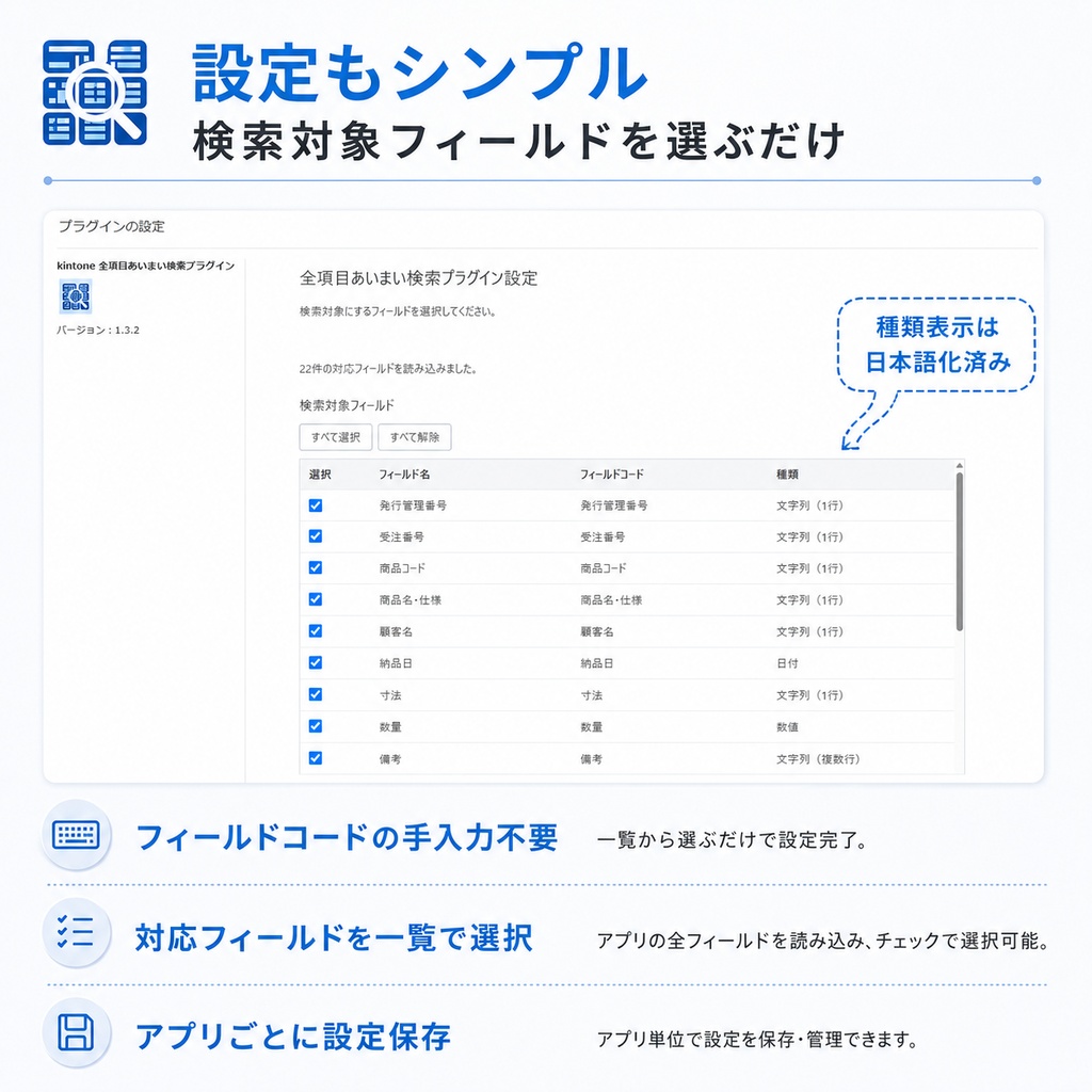 kintone 全項目あいまい検索プラグイン|複数フィールドをまとめて部分一致検索