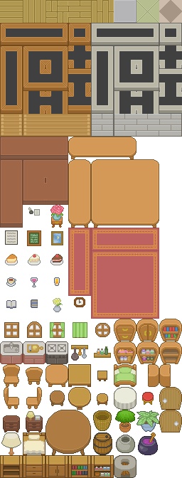 32×32ピクセルシンプル部屋マップチップ+α