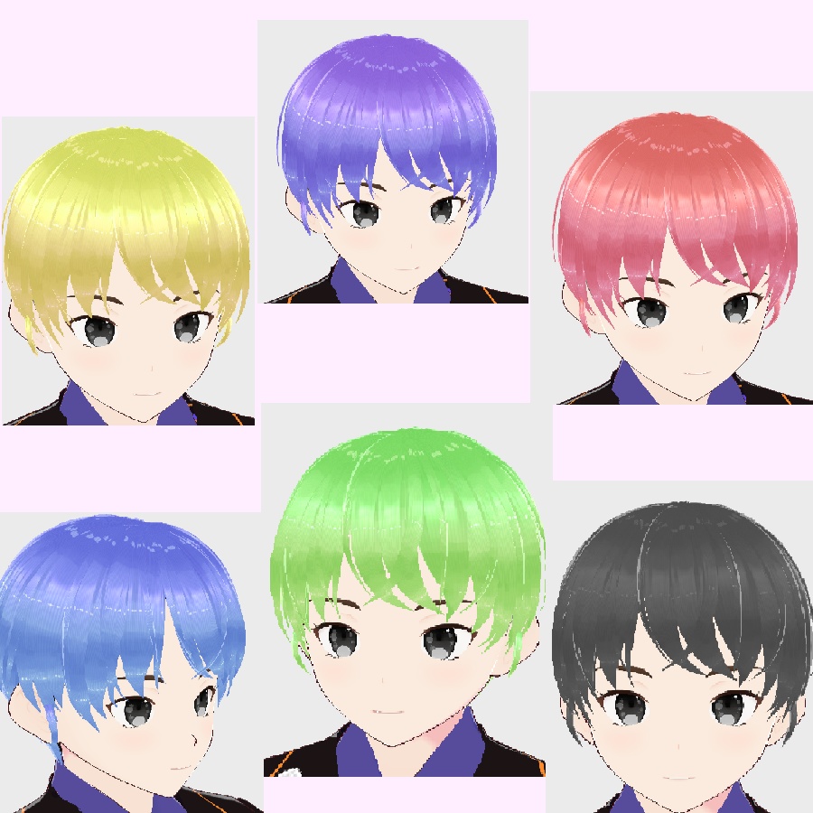 【VROID髪テクスチャ】6色艶髪セット【無料】