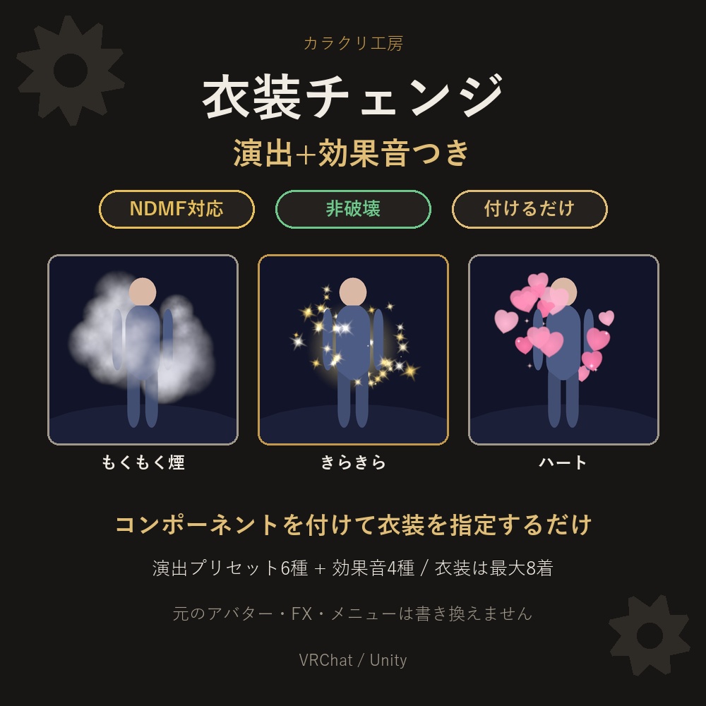【NDMF対応・非破壊】衣装チェンジ【無料版】2着まで｜コンポーネントを付けるだけ【VRChat】