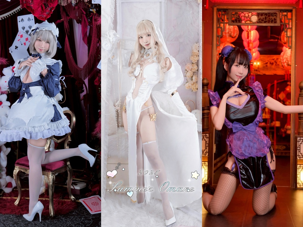 【C106新刊】C106新刊セット+オマケ紫チャイナ&白シスター&青メイドDLカードセット