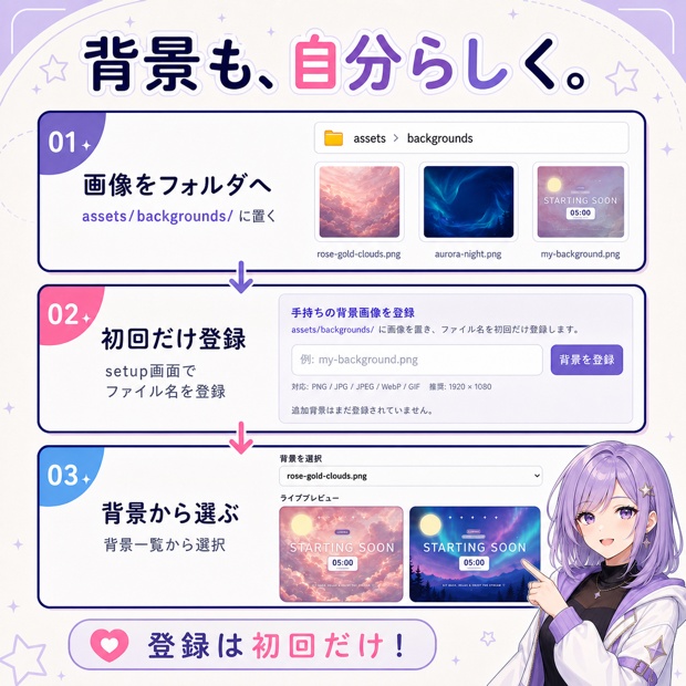 【OBS対応】VTuber配信待機画面|カウントダウンウィジェット 無料お試し版/完全版