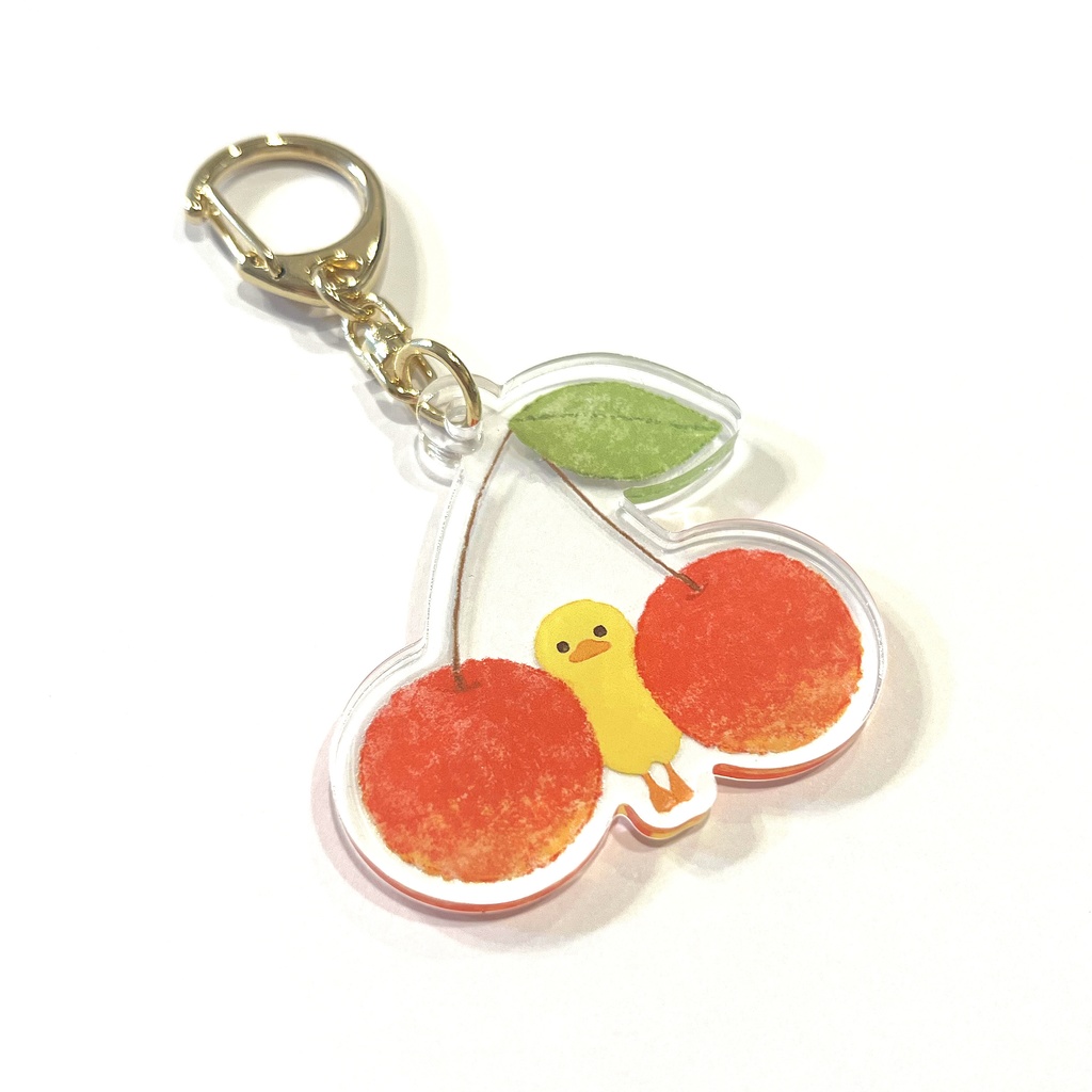 「さくらんぼ × あひる」アクリルキーホルダー