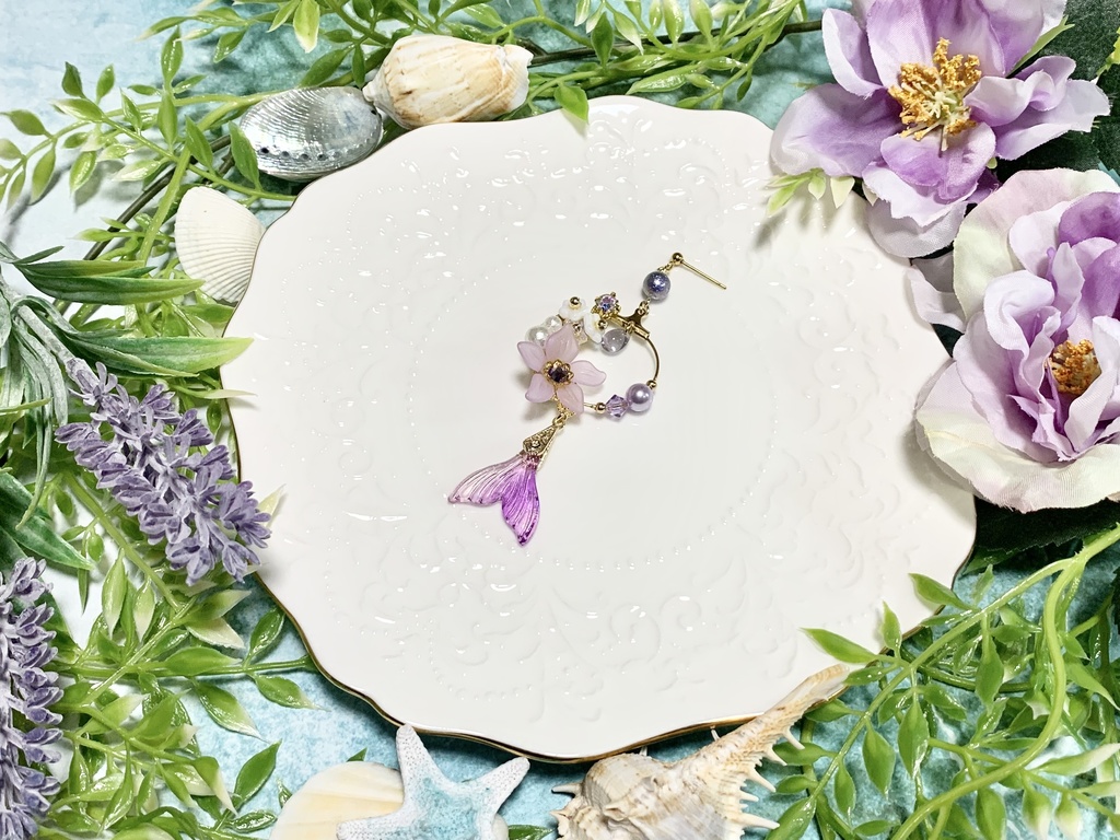 人魚の花摘み -フラワーリースピアス・イヤリング-