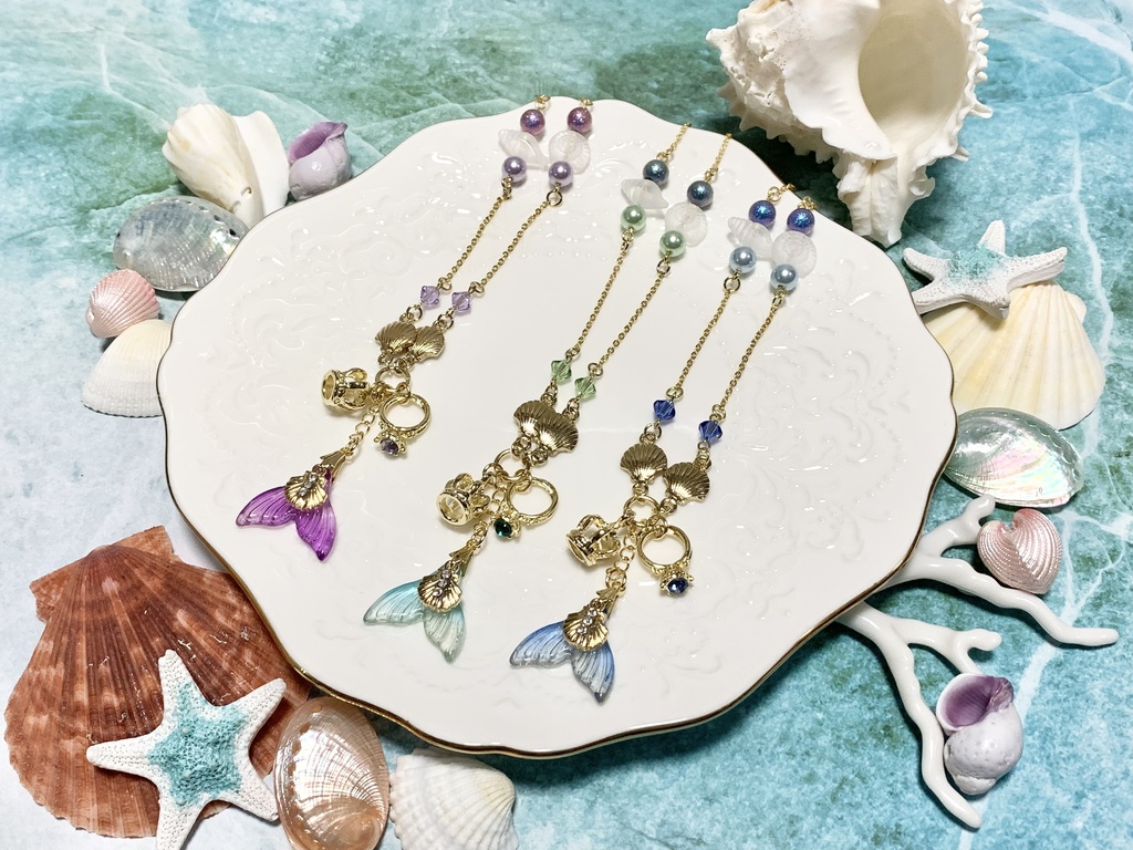 人魚姫の王冠と指輪のネックレス