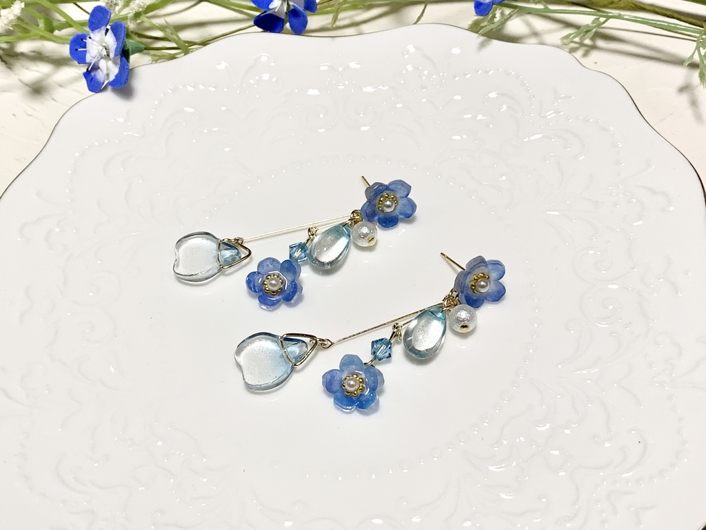 ネモフィラの雫イヤーアクセサリー
