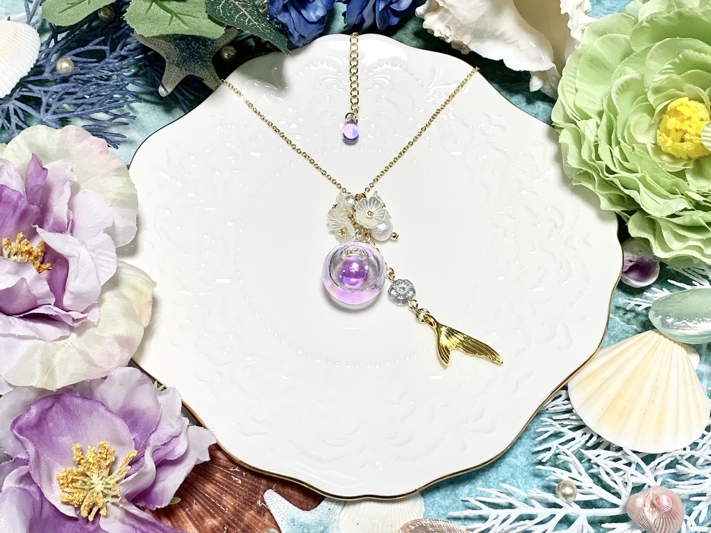 マーメイドのフラワーシャボン ネックレス