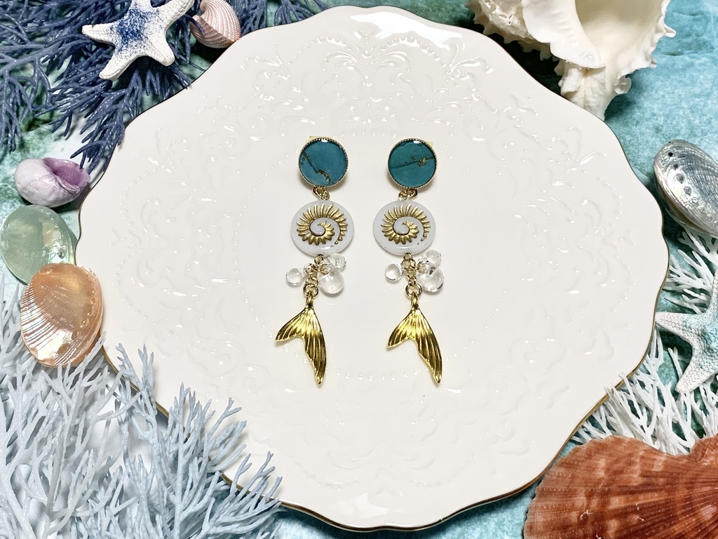 人魚の泡とアンモナイトのピアス