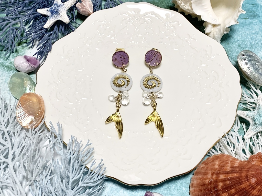 人魚の泡とアンモナイトのピアス