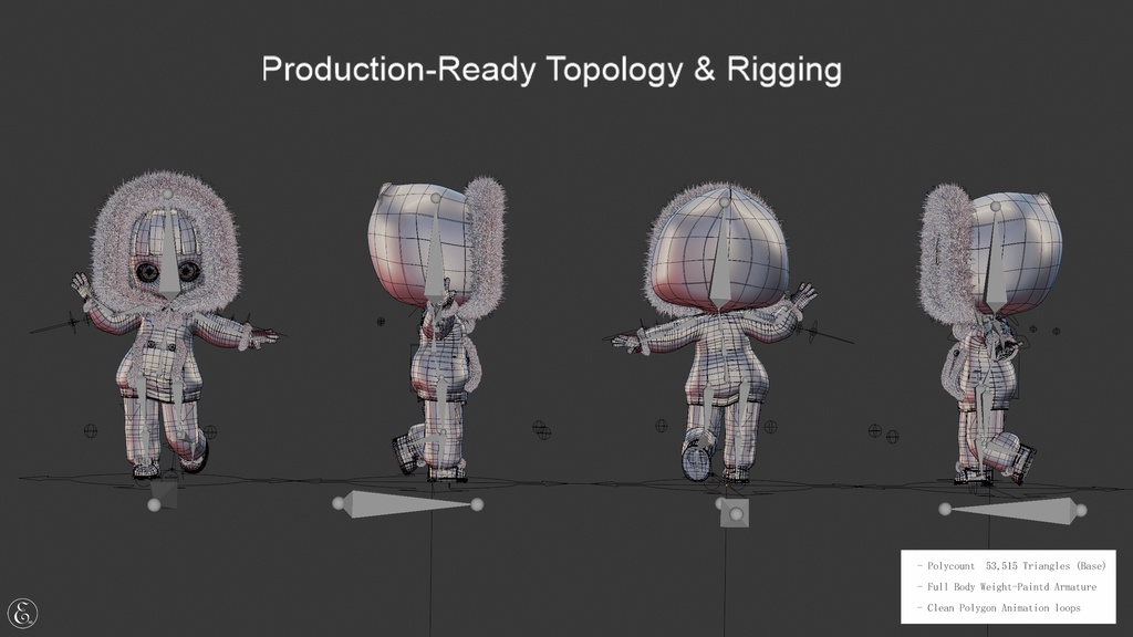 【Blender 3D】 Illi-Pop - Cute Chibi Doll Base Mesh / 3Dモデル ミニキャラ