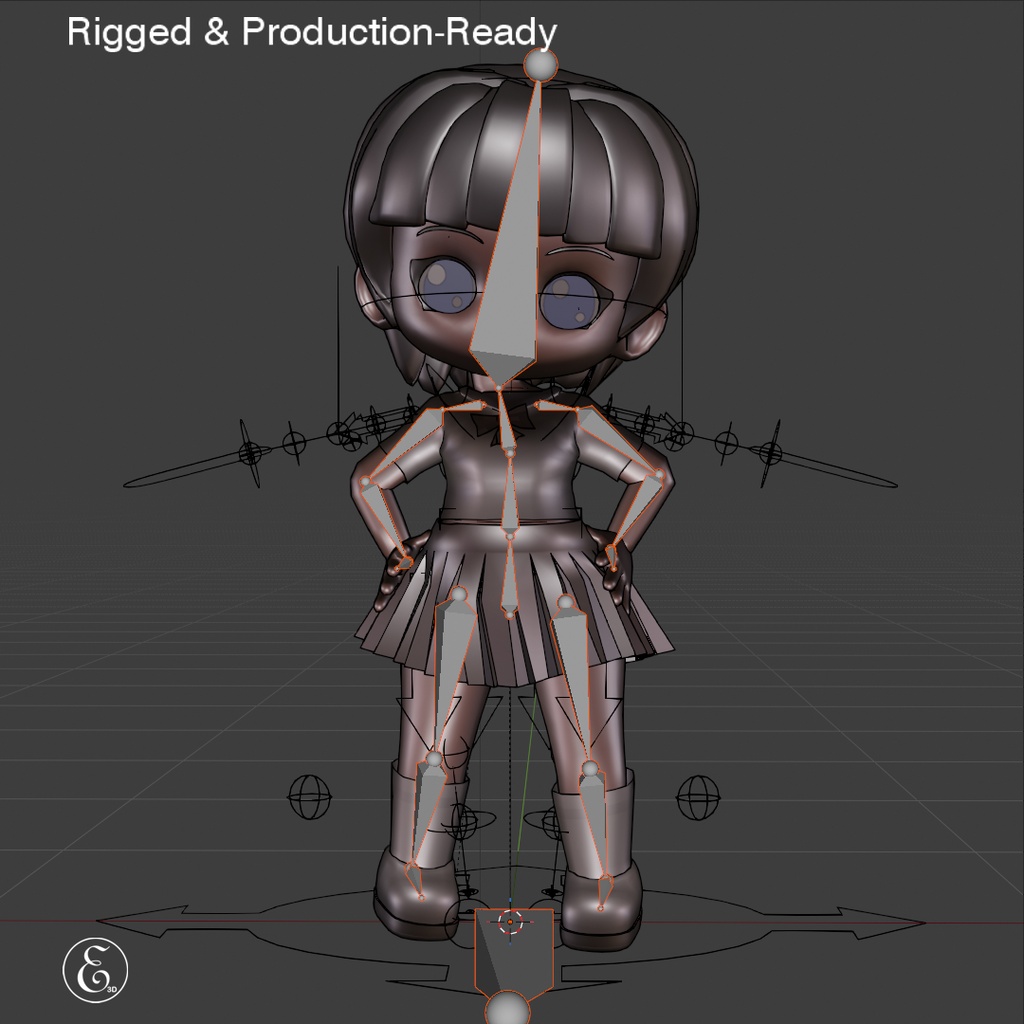 【Blender 3D】 Illi-Pop - 2D NPR Anime Style Chibi Doll / 3Dモデル セルルック ミニキャラ
