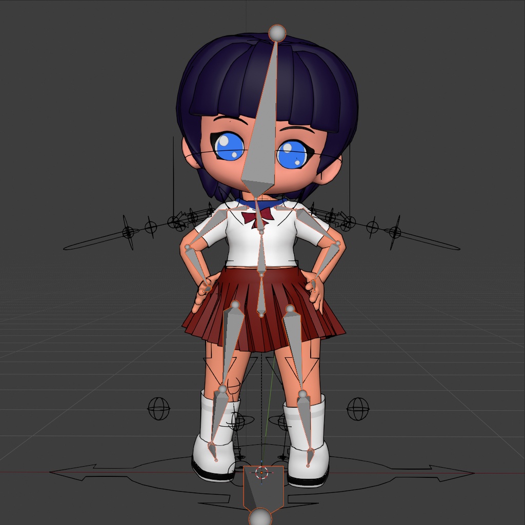 【Blender 3D】 Illi-Pop - 2D NPR Anime Style Chibi Doll / 3Dモデル セルルック ミニキャラ
