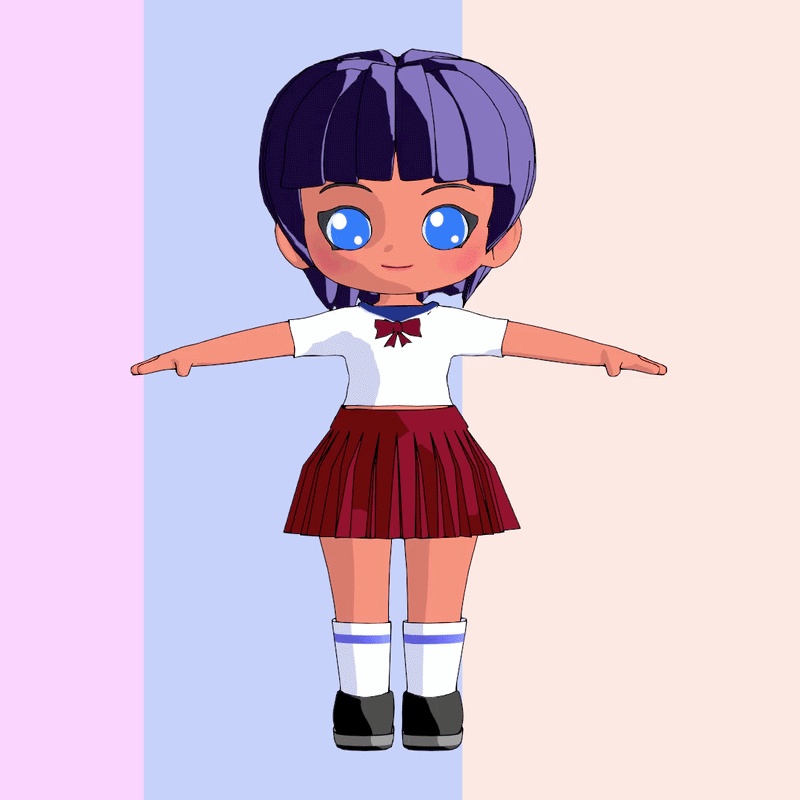 【Blender 3D】 Illi-Pop - 2D NPR Anime Style Chibi Doll / 3Dモデル セルルック ミニキャラ