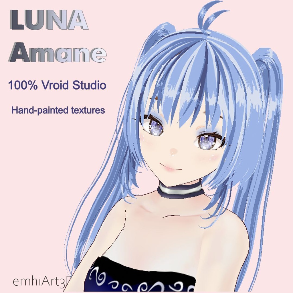 【VRM / VRoid】 Luna Amane - Handpainted 2D Cel-Shaded Anime Avatar / 手描き2Dセルルックモデル