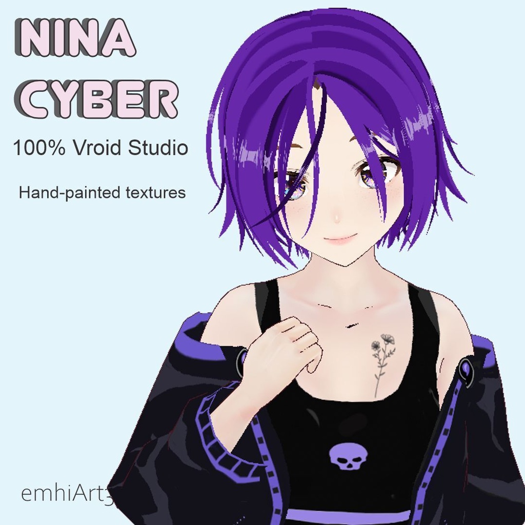 VRM Model-NINA - 2D Cel-Shaded Anime Streetwear Avatar