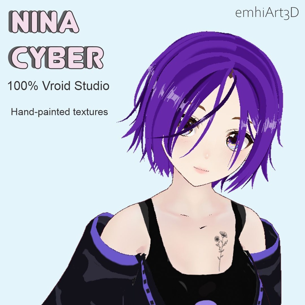VRM Model-NINA - 2D Cel-Shaded Anime Streetwear Avatar