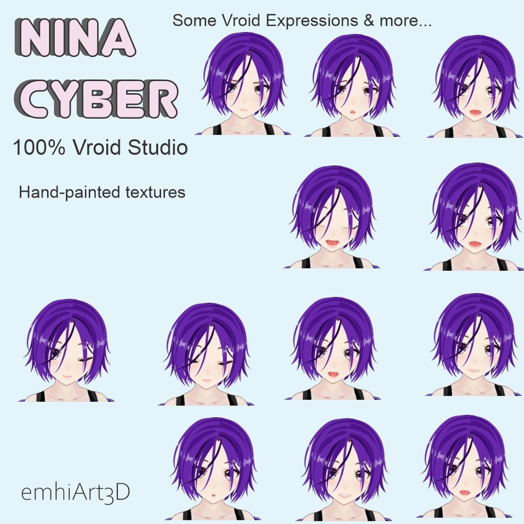 VRM Model-NINA - 2D Cel-Shaded Anime Streetwear Avatar