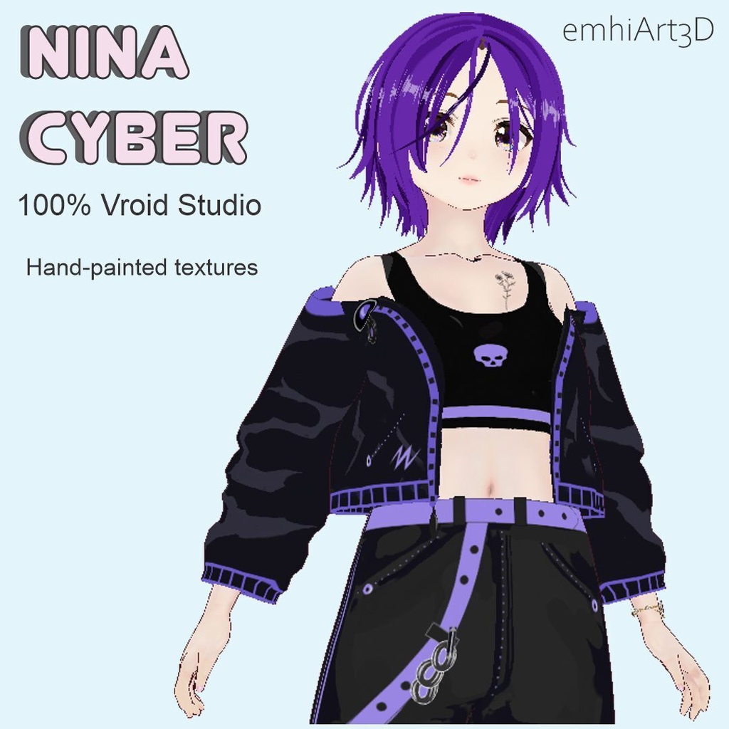 VRM Model-NINA - 2D Cel-Shaded Anime Streetwear Avatar