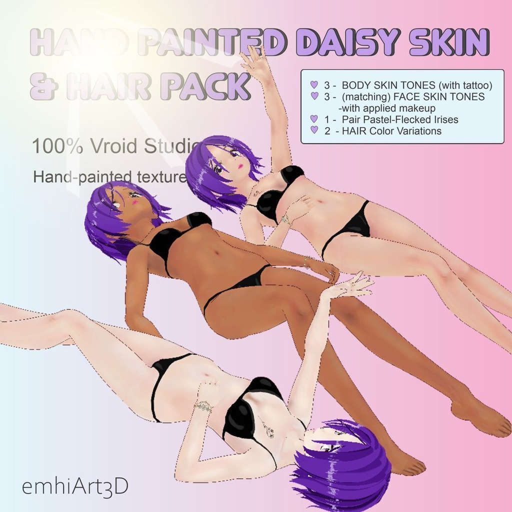 Handpainted Daisy Skin Pack & Layered Purple Bob